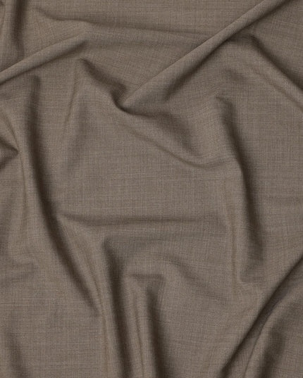 Light Brown Premium Superfine Blended Wool Suiting Fabric, Subtle Textured Solid Design, Width 150 cms, Made in India-D26768