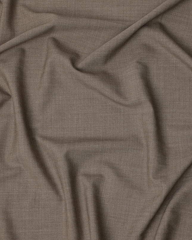 Light Brown Premium Superfine Blended Wool Suiting Fabric, Subtle Textured Solid Design, Width 150 cms, Made in India-D26768