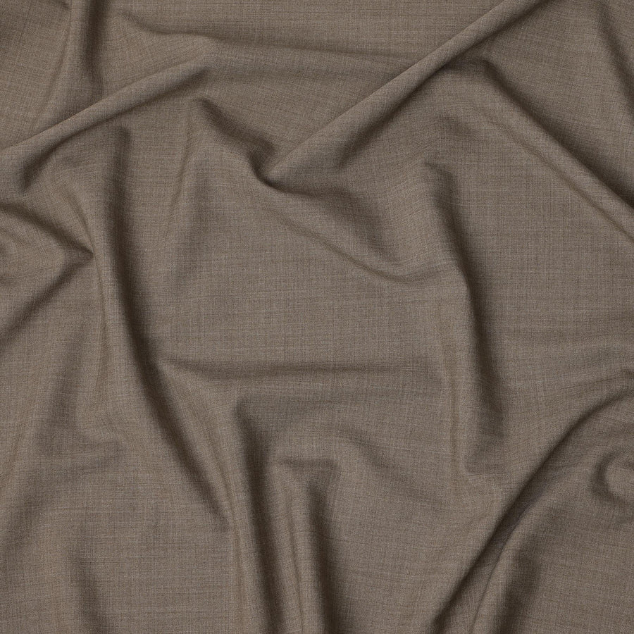 Light Brown Premium Superfine Blended Wool Suiting Fabric, Subtle Textured Solid Design, Width 150 cms, Made in India-D26768