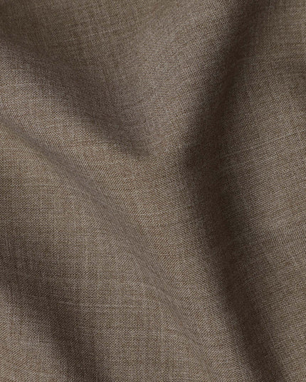 Light Brown Premium Superfine Blended Wool Suiting Fabric, Subtle Textured Solid Design, Width 150 cms, Made in India-D26768