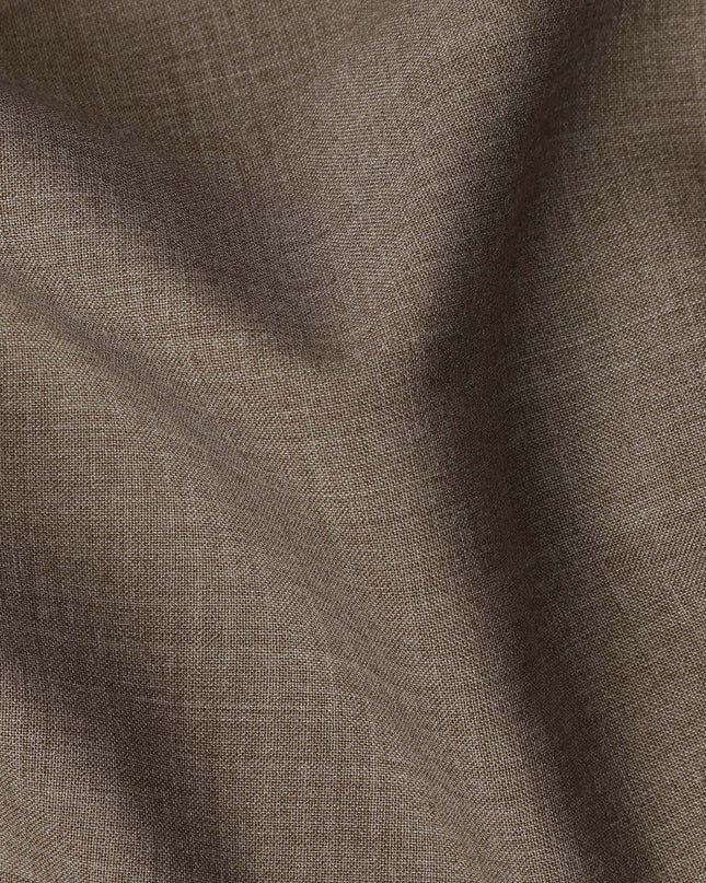 Light Brown Premium Superfine Blended Wool Suiting Fabric, Subtle Textured Solid Design, Width 150 cms, Made in India-D26768