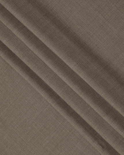 Light Brown Premium Superfine Blended Wool Suiting Fabric, Subtle Textured Solid Design, Width 150 cms, Made in India-D26768