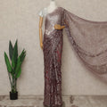 Wine Maroon Premium French Metallic Chantilly Lace Saree with Stone Work, 5.5 Mtrs Length, 110 Cms Width, Made in France-D27127 Regal Fabrics
