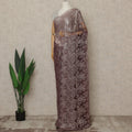 Wine Maroon Premium French Metallic Chantilly Lace Saree with Stone Work, 5.5 Mtrs Length, 110 Cms Width, Made in France-D27127 Regal Fabrics