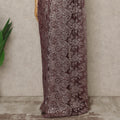 Wine Maroon Premium French Metallic Chantilly Lace Saree with Stone Work, 5.5 Mtrs Length, 110 Cms Width, Made in France-D27127 Regal Fabrics