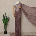Dusty Rose Metallic Premium French Chantilly Saree Lace With Stone Work 110 Cms Width 5.5 Meters Piece From France-D27700