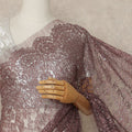 Dusty Rose Metallic Premium French Chantilly Saree Lace With Stone Work 110 Cms Width 5.5 Meters Piece From France-D27700