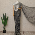 Blue Premium French Metallic Chantilly Lace Saree with Stone Work, 5.5 Mtrs Length, 110 Cms Width, Made in France-D27152 Regal Fabrics