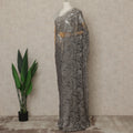 Silver Grey Premium French Metallic Chantilly Lace Saree with Stone Work, 5.5 Mtrs Length, 110 Cms Width, Made in France-D27126 Regal Fabrics