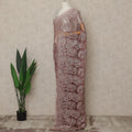 Dusty Rose Premium French Metallic Chantilly Lace Saree with Stone Work, 5.5 Mtrs Length, 110 Cms Width, Made in France-D27131 Regal Fabrics