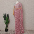 Dusty Rose Pink Floral Metallic French Lace Saree Fabric