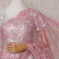 Dusty Rose Pink Floral Metallic French Lace Saree Fabric