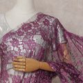 Magenta Purple Stone Embellished Chantilly Lace Saree