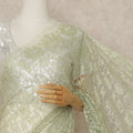 Pistachio Green Premium French Chantilly Saree Lace With Stone Work 110 Cms Width 5.5 Meters Piece Elegant Floral Net Lace From France-D27696