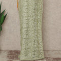 Sage Green Stone Embellished Chantilly Lace Saree