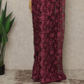 Wine Red Premium French Chantilly Saree Lace With Stone Work 110 Cms Width 5.5 Meters Piece Elegant Floral Net Lace From France For Designer Sarees And Luxury Draping-D27692