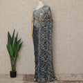 Blue Multitone Premium French Chantilly Saree Lace With Stone Work 110 Cms Width 5.5 Meters Piece From France-D27703