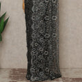 Black Silver Premium French Chantilly Saree Lace With Stone Work 110 Cms Width 5.5 Meters Piece From France-D27701