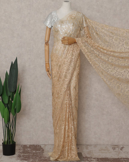 Champagne Gold French Chantilly Lace Saree