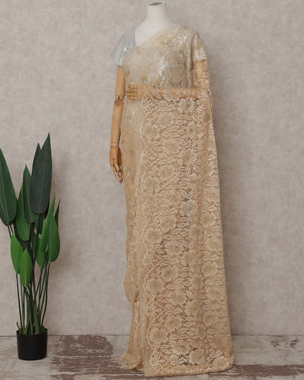Champagne Gold French Chantilly Lace Saree