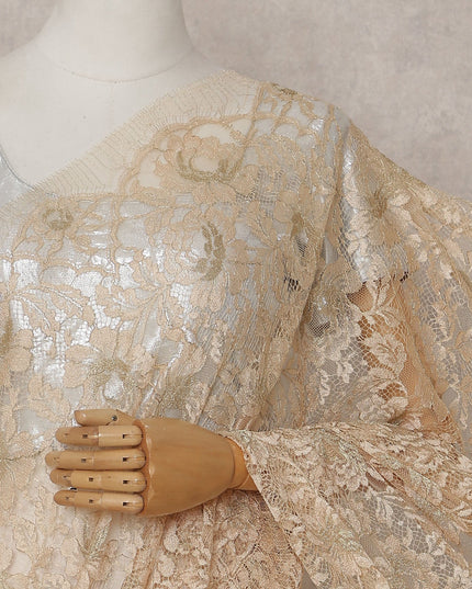 Champagne Gold French Chantilly Lace Saree