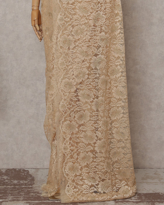 Champagne Gold French Chantilly Lace Saree