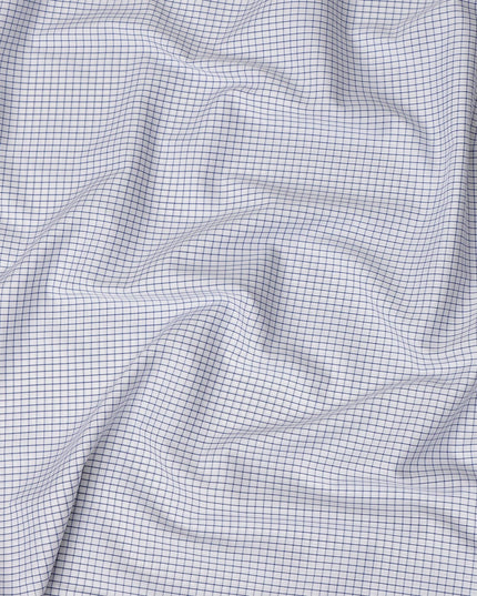 White Blue Windowpane Check 100% Cotton Shirting Fabric 150 Cms Width Made in India-D26625
