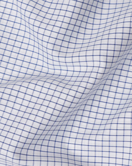 White Blue Windowpane Check 100% Cotton Shirting Fabric 150 Cms Width Made in India-D26625