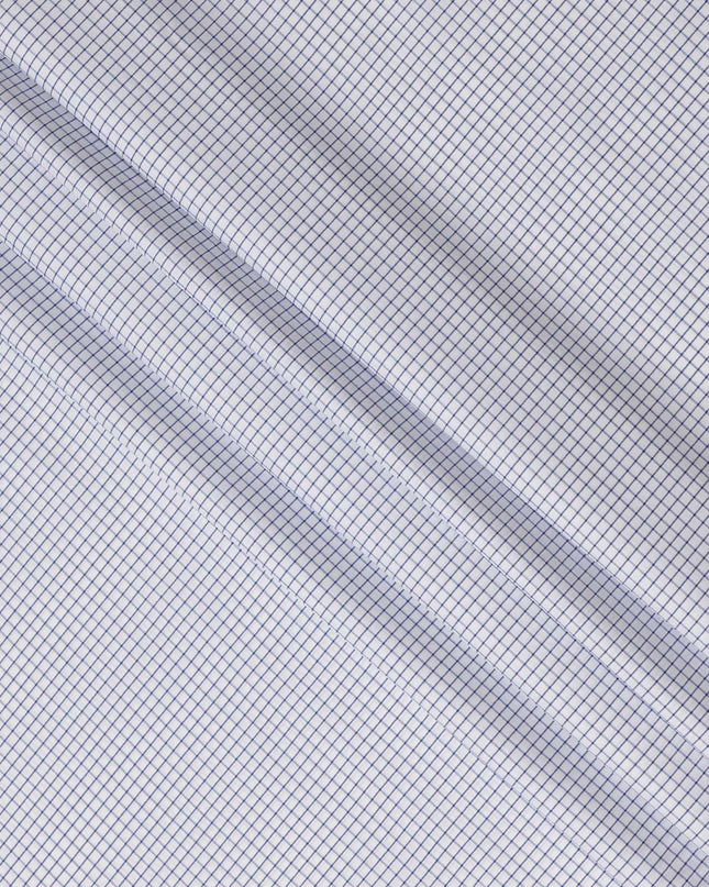 White Blue Windowpane Check 100% Cotton Shirting Fabric 150 Cms Width Made in India-D26625