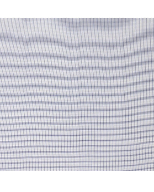 White Blue Windowpane Check 100% Cotton Shirting Fabric 150 Cms Width Made in India-D26625