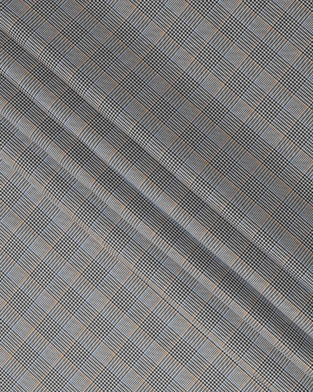 Black, White & Blue Glen Check Pattern 100% Cotton Shirting Fabric, Classic Multi-Color Checked Design, 150 cms Width, Origin India-D26621