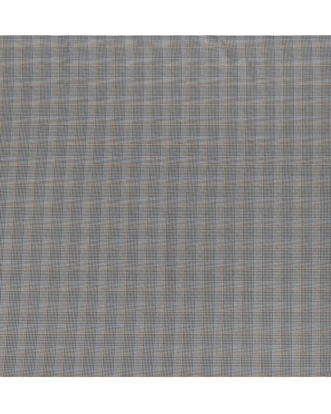 Black, White & Blue Glen Check Pattern 100% Cotton Shirting Fabric, Classic Multi-Color Checked Design, 150 cms Width, Origin India-D26621
