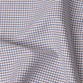 White, Blue & Brown Micro Check 100% Cotton Shirting Fabric, Fine Multi-Color Checked Design, 150 cms Width, Origin India-D26622