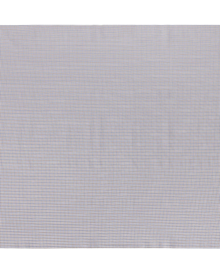 White, Blue & Brown Micro Check 100% Cotton Shirting Fabric, Fine Multi-Color Checked Design, 150 cms Width, Origin India-D26622