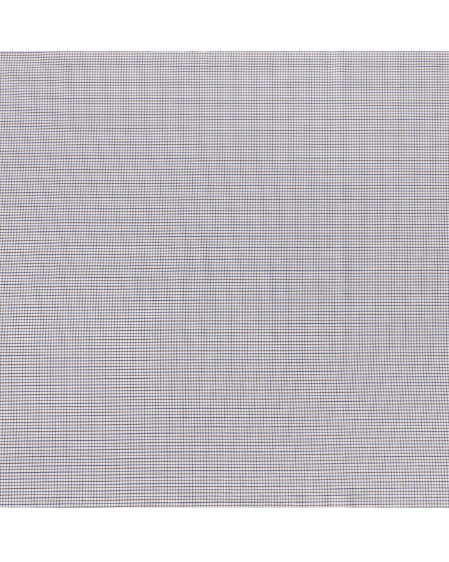 White, Blue & Brown Micro Check 100% Cotton Shirting Fabric, Fine Multi-Color Checked Design, 150 cms Width, Origin India-D26622