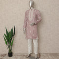 Dusty Pink Linen Embroidered Kurta Pyjama Set