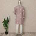 Dusty Pink Linen Embroidered Kurta Pyjama Set