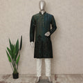 Green Silk Men's Kurta Pajama - D29296