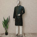 Green Silk Men's Kurta Pajama - D29296