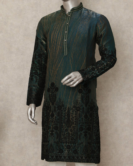 Green Silk Men's Kurta Pajama - D29296