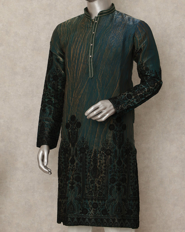 Green Silk Men's Kurta Pajama - D29296