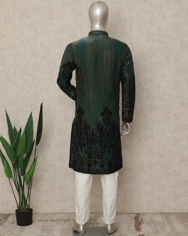Green Silk Men's Kurta Pajama - D29296