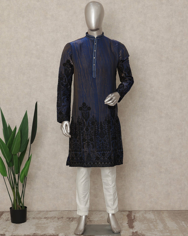 Blue Silk Men's Kurta Pajama - D29297