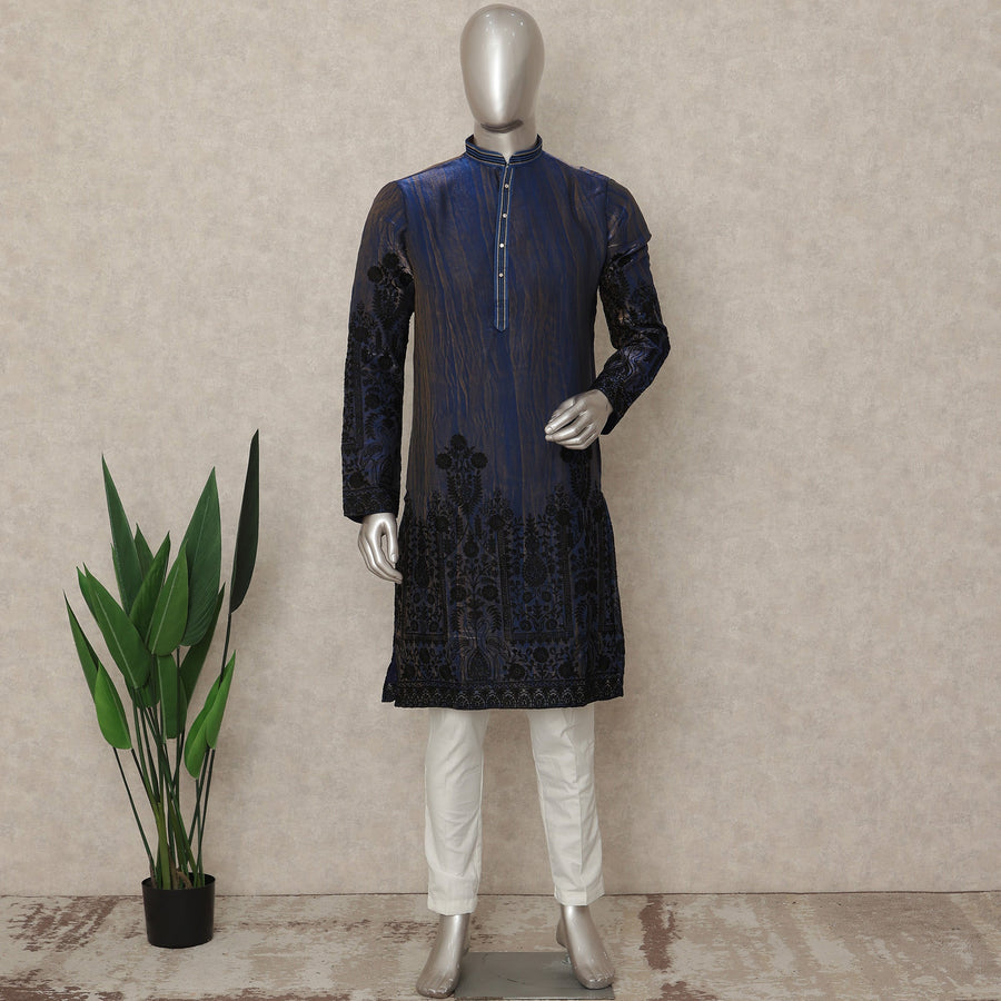 Blue Silk Men's Kurta Pajama - D29297