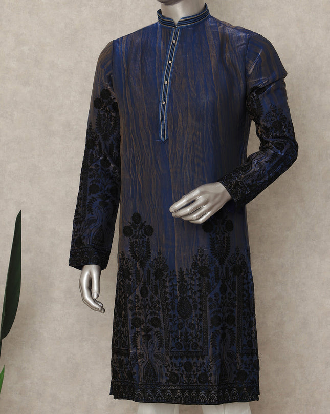 Blue Silk Men's Kurta Pajama - D29297