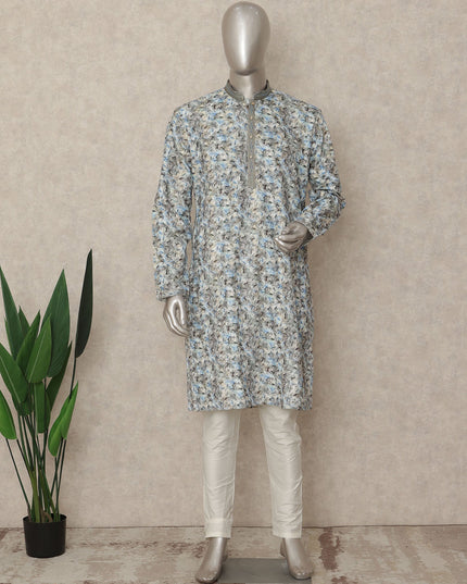 Multicolor Velvet Kurta Pyjama Set for Men