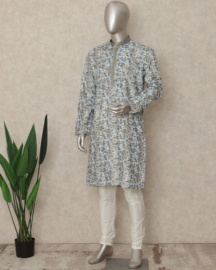 Multicolor Velvet Kurta Pyjama Set for Men