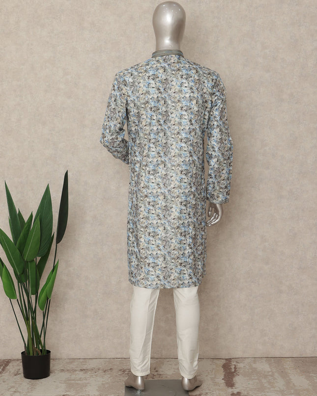 Multicolor Velvet Kurta Pyjama Set for Men