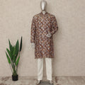 Warm Brown Cotton Silk Kurta Pyjama Set Men