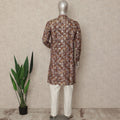 Warm Brown Cotton Silk Kurta Pyjama Set Men